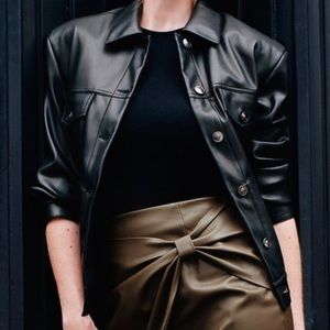 Faux Leather Jacket Black